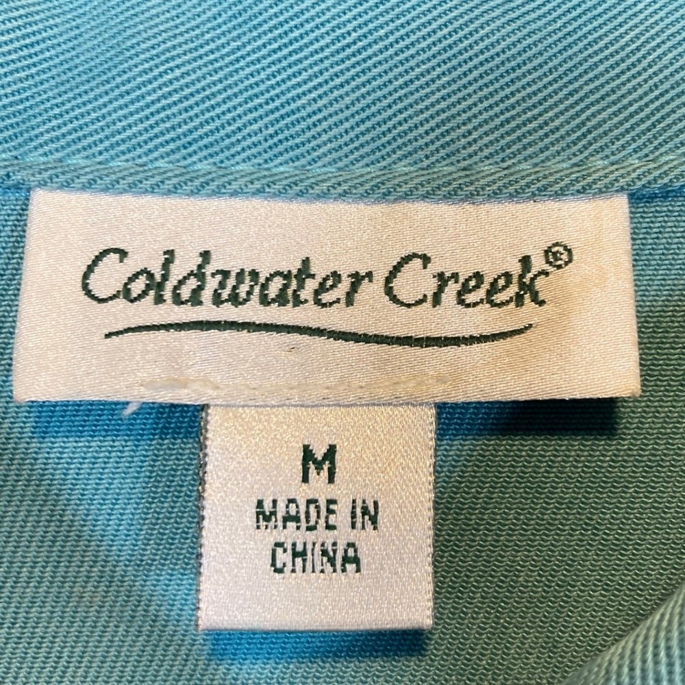 Coldwater Creek Womens Aqua Blue 100% Tencel Button Front Jacket Size M H22010 - Picture 3 of 11